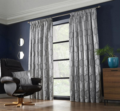 Omaha Pencil Pleat Curtains 117cm x 137cm Silver