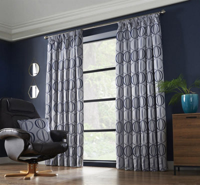 Omaha Pencil Pleat Curtains 229cm x 274cm Blue