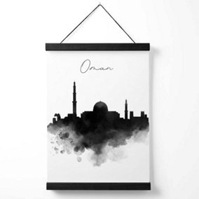 Oman Watercolour Skyline City Medium Poster with Black Hanger