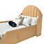 Omario Kids Bed Plush Velvet with Safety Siderails- Beige