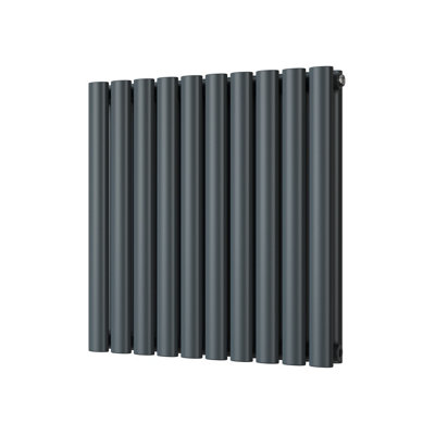Omeara Anthracite Horizontal Radiator H600mm x W580mm Double Panel