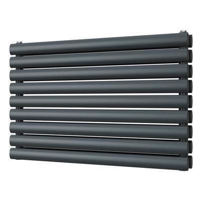 Omeara Axis - Anthracite Horizontal Radiator H522mm x W800mm Double Panel