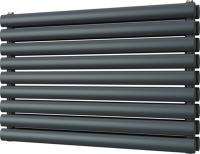 Omeara Axis - Anthracite Horizontal Radiator H522mm x W800mm Double Panel