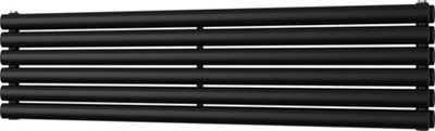 Omeara Axis - Black Horizontal Radiator H348mm x W1400mm Double Panel