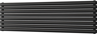 Omeara Axis - Black Horizontal Radiator H464mm x W1600mm Double Panel