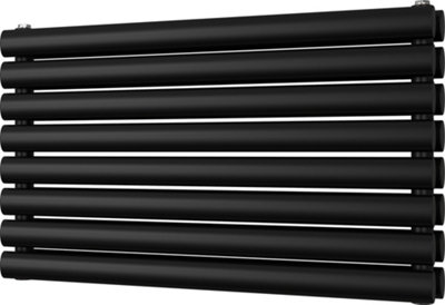 Omeara Axis - Black Horizontal Radiator H464mm x W800mm Double Panel