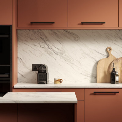 Omega Sleek Calcutta Marble Square Edge Laminate Kitchen Splashback ...