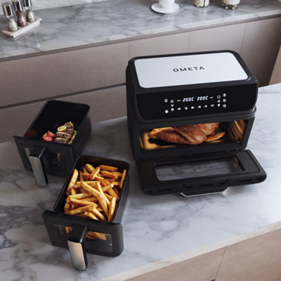 Ometa AirCombo 12L Dual Air Fryer & Oven Combo, Black