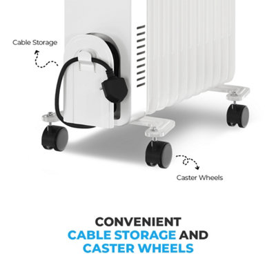 Ometa Oil FIlled Radiator 2500W in White - 8
