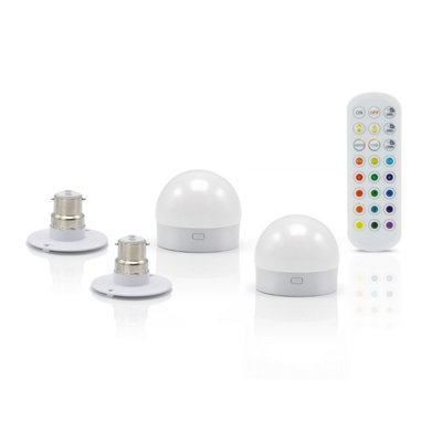 OMNIANCE RECHARGEABLE WIRELESS LED LIGHT WITH REMOTE - B22 ADAPTOR - 2 PACK
