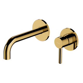Omnires Gold Coloured Brass Bathroom Basin Concealed Mixer Tap Single Spout Lever
