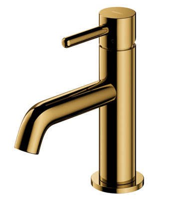 Omnires Gold Coloured Brass Bathroom Basin Faucet Standing Mixer Tap Single Lever Tap