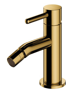 Omnires Gold Coloured Brass Bathroom Bidet Faucet Standing Mixer Tap Single Lever Tap