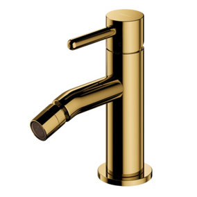 Omnires Gold Coloured Brass Bathroom Bidet Faucet Standing Mixer Tap Single Lever Tap