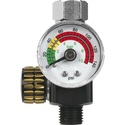 On-Gun Air Pressure Regulator Gauge - 0 to 140PSI - 1/4
