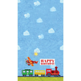 On The Go Plastic Happy Birthday Party Table Cover Blue (One Size)