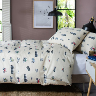On The Land Printed Cotton Rich 200 Thread Count Duvet Cover Set