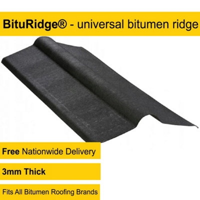 Onduline 3mm Black Bitumen Roofing Ridge Capping Verge BituRidge Plus - 900mm Fits All Brands Of Corrugated Bitumen Roofing Sheets
