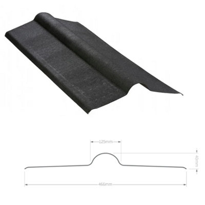 Onduline 3mm Black Bitumen Roofing Ridge Capping Verge BituRidge Plus - 900mm Fits All Brands Of Corrugated Bitumen Roofing Sheets