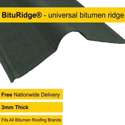 Onduline 3mm Green Bitumen Roofing Ridge Capping Verge BituRidge Plus - 900mm Fits All Brands Of Corrugated Bitumen Roofing Sheets