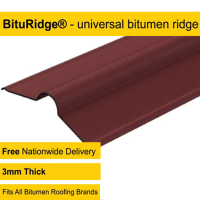Onduline 3mm Red Bitumen Roofing Ridge Capping Verge - BituRidge Plus - 900mm Fits All Brands Of Corrugated Bitumen Roofing Sheets