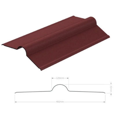 Onduline 3mm Red Bitumen Roofing Ridge Capping Verge - BituRidge Plus - 900mm Fits All Brands Of Corrugated Bitumen Roofing Sheets