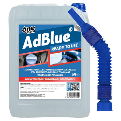 One Chem AdBlue Diesel Exhaust Fluid Additive, 10 Litres, Easy Pour Spout