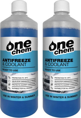 One Chem Antifreeze and Coolant 2 x 1 Litre Effective down to 20 DIY