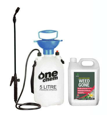 One Chem Enviro Works - Weed Gone 5L Fast Acting Weedkiller With 5L Pressure Sprayer - See results within 24 hours