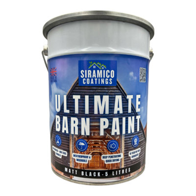 One Coat Ultimate Barn Acrylic Paint - Matt Black - 5 Litres - 10 Year ...