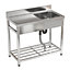 One Compartment Commercial Catering Freestanding Stainless Steel Kitchen Sink  with Under Shelf 100 cm