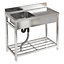 One Compartment Commercial Freestanding Stainless Steel Kitchen Sink with Right Drainboard 100 cm