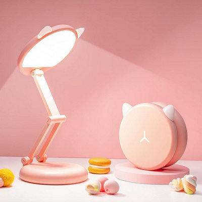 One Fire Pink Lamp, 3600 mAh & 17 Hrs of Use Kids Reading Light, Dimmable Cute Room Decor, Stuff for Girls Bedroom Bedside Table