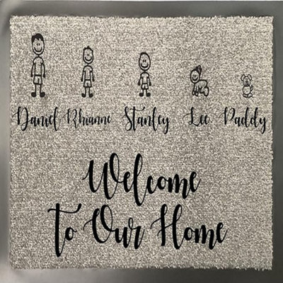 One of a kind design UK Personalised 5 character Nylon Doormat - Grey ...