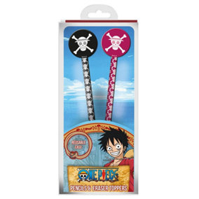 One Piece Wano Pencil and Topper (Pack of 5) Black/Pink/White (One Size)