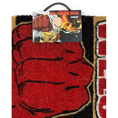 One Punch Man One Knock Is More Than Enough Welcome Saitama Door Mat Red/Black (One Size)