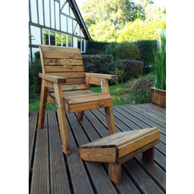 One Seater Lounger Quality Wooden Garden Furniture - W68 x D135 x H98 - Fully Assembled