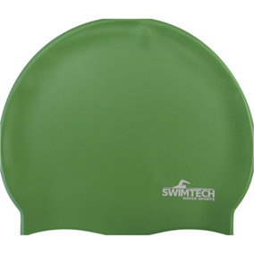 ONE SIZE Silicone Swim Cap - GREEN - Comfort Fit Unisex Swimming Hair Hat