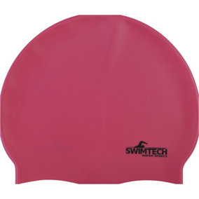 ONE SIZE Silicone Swim Cap - PINK - Comfort Fit Unisex Swimming Hair Hat