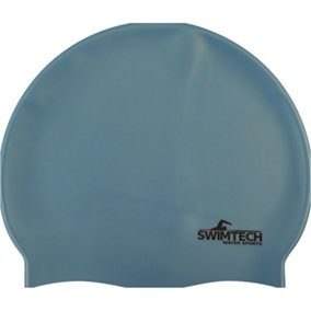 ONE SIZE Silicone Swim Cap - SKY BLUE - Comfort Fit Unisex Swimming Hair Hat