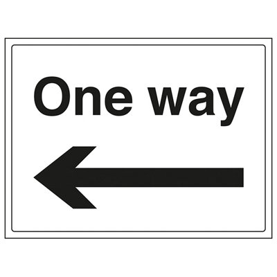 One Way Arrow Left Parking Road Sign - Rigid Plastic - 300x200mm (x3)