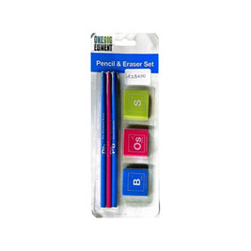 Onebig Element Pencil & Eraser Set Blue/Pink/Green (One Size)