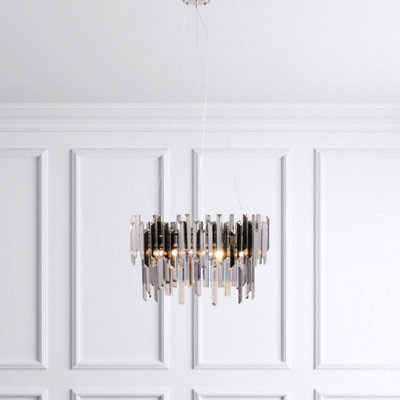 Onega 3-Light Chrome Smoked Glass Pendant Ceiling Light