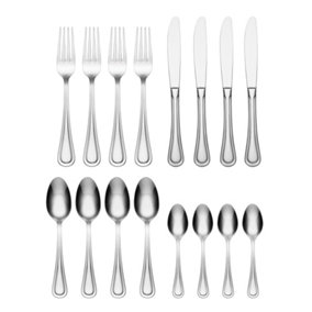 Oneida Barcelona Silver Stainless Steel Dishwasher Safe Rustproof Cutlery Set Pack of 16