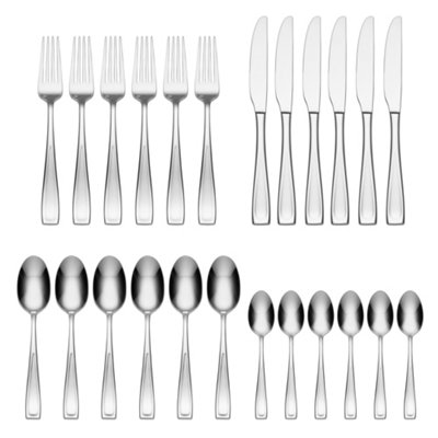 Oneida Moda II Silver Stainless Steel Dishwasher Safe Rustproof Cutlery Set Pack of 24