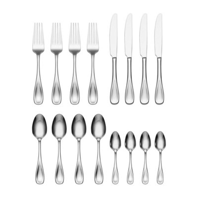 Oneida Voss Silver Stainless Steel Dishwasher Safe Rustproof Cutlery Set Pack of 16