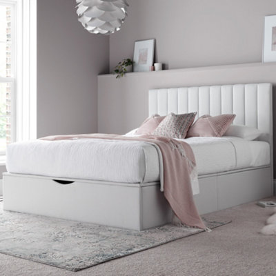 White upholstered store full size bed