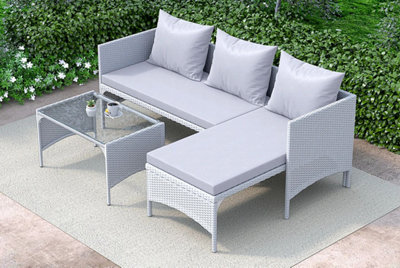 Onemill 3 Pieces Outdoor Furniture Set with Two Seater Sofa Table