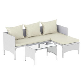 Onemill 3 Pieces Outdoor Furniture Set with Two-Seater Sofa, Table & Cushion, Conversation Set for Garden, Backyard