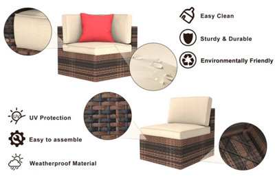 Onemill 6 Seater Garden Furniture Set For Lawn Backyard Poolside(Brown)